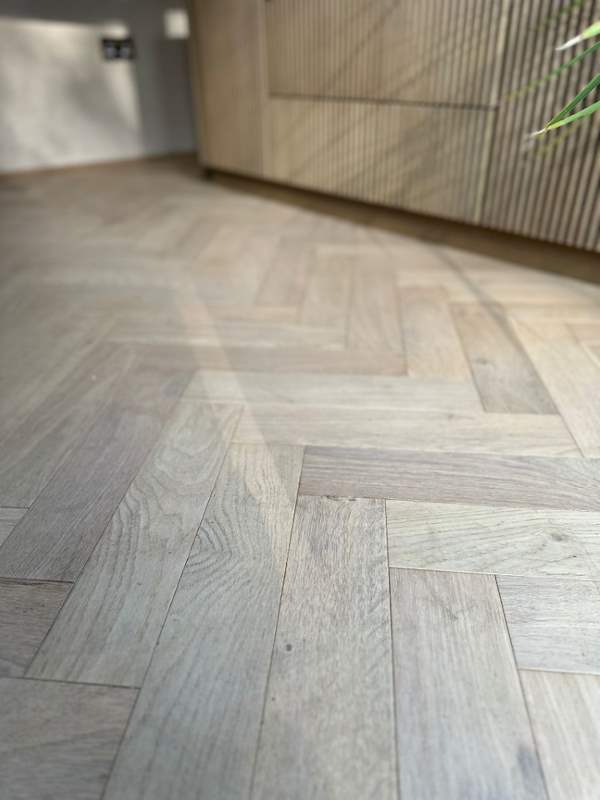 Herringbone parquet flooring detail